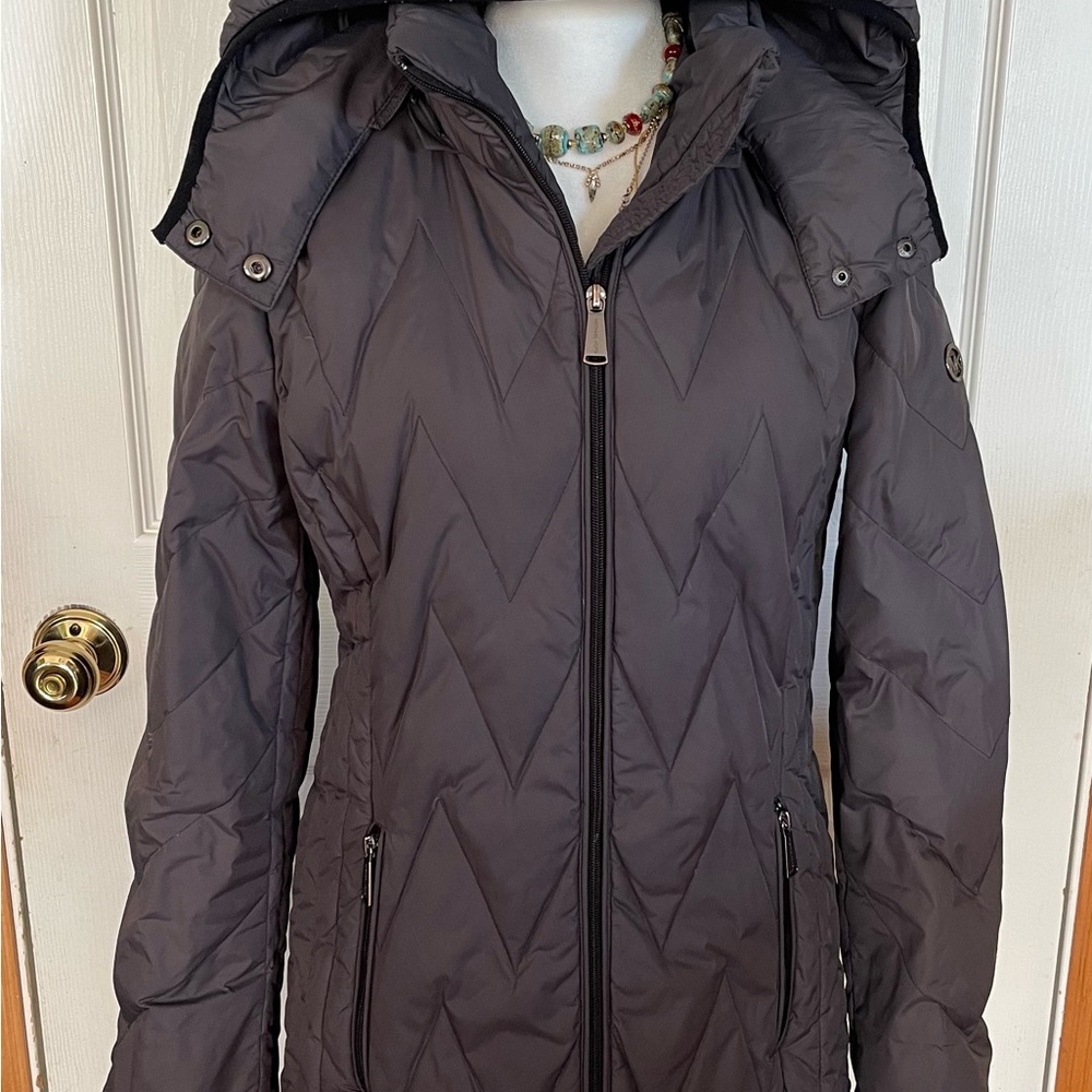 Women's Quilted Grey Hooded Jacket